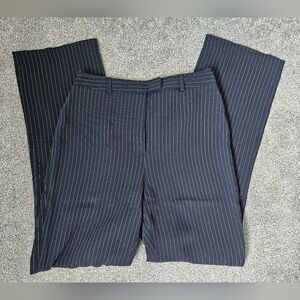 Pinstripe Pants Black High Rise 32" Inseam The Work Connection 28" Waist Size 8